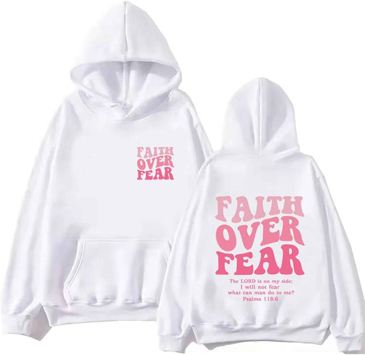 Faith Over Fear Hoodie Christian Sweatshirt Religious Bible Verse Hoodie Jesus Sweatshirt